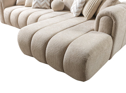 Lis Sand Boucle RAF Sectional - Mattress on Demand