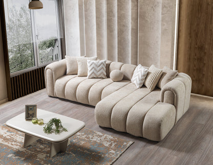 Lis Sand Boucle RAF Sectional - Mattress on Demand