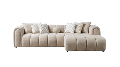 Lis Sand Boucle RAF Sectional - Mattress on Demand