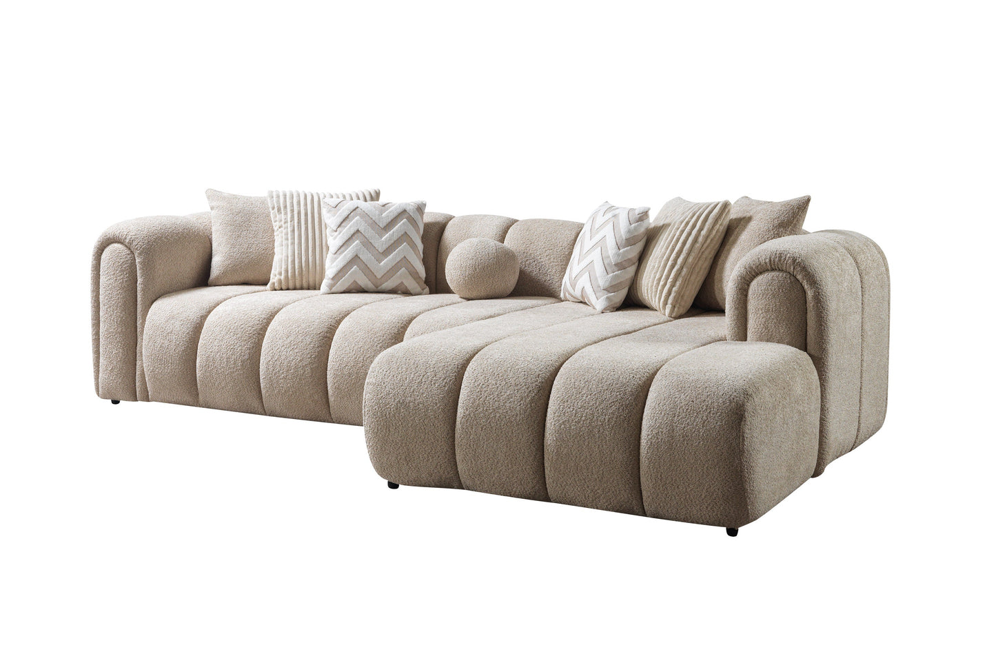 Lis Sand Boucle RAF Sectional - Mattress on Demand