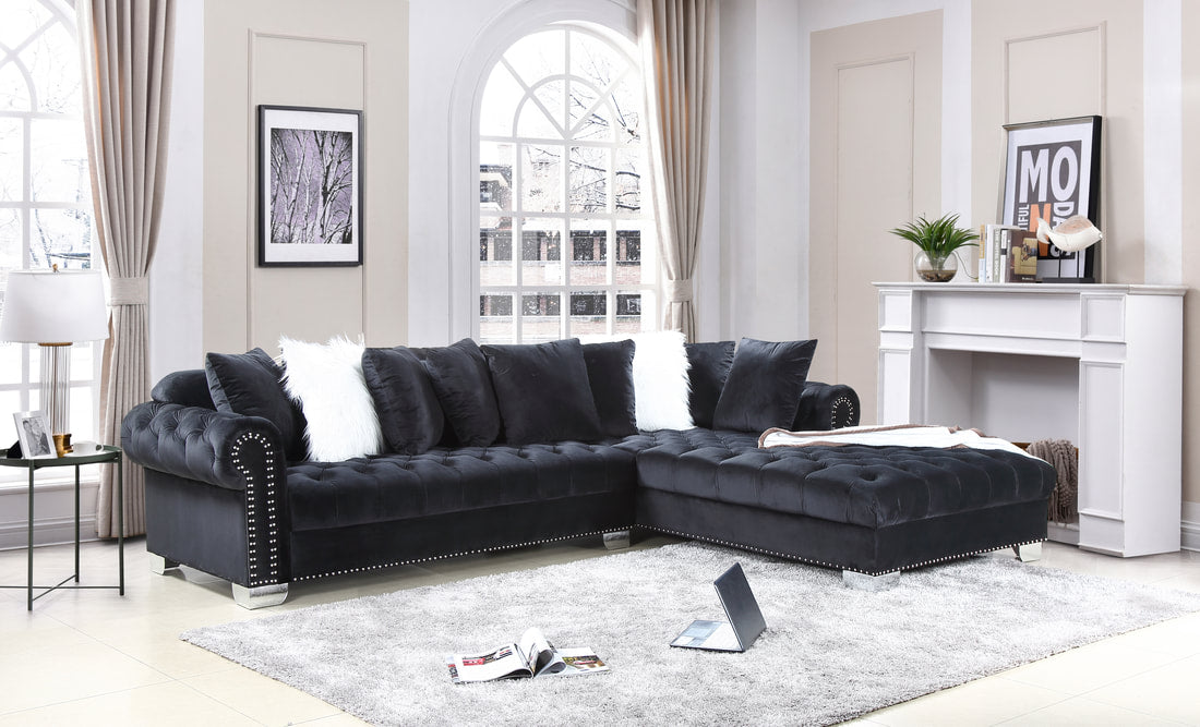 London Black Velvet RAF Oversized Sectional