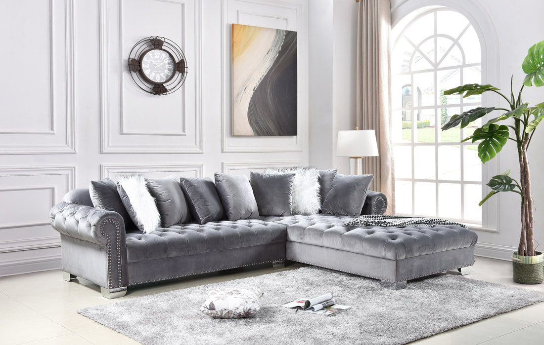 London Gray Velvet RAF Oversized Sectional