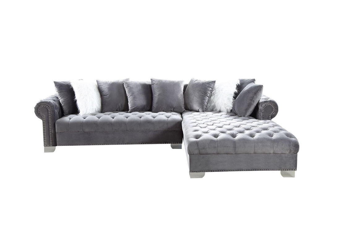 London Gray Velvet RAF Oversized Sectional