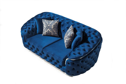 Lupino Blue Velvet Living Room Set - Mattress on Demand