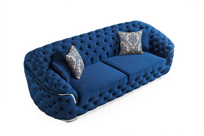 Lupino Blue Velvet Living Room Set - Mattress on Demand