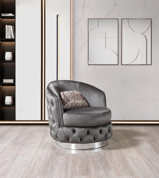 Lupino Gray Velvet Chair - Mattress on Demand