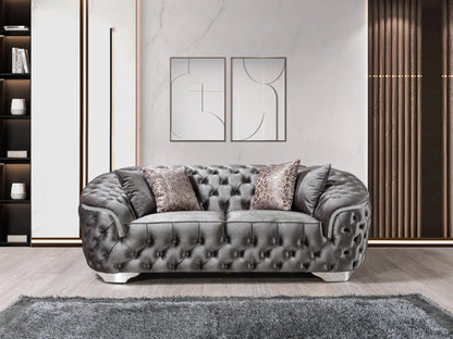 Lupino Gray Velvet Sofa & Loveseat - Mattress on Demand