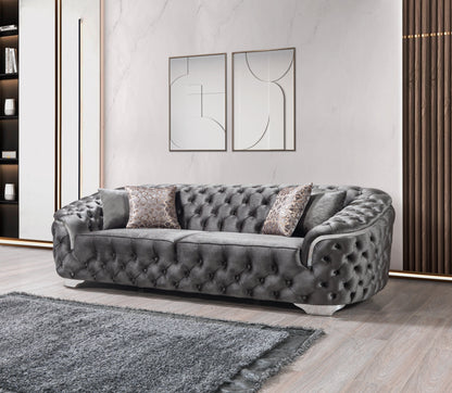 Lupino Gray Velvet Sofa & Loveseat - Mattress on Demand