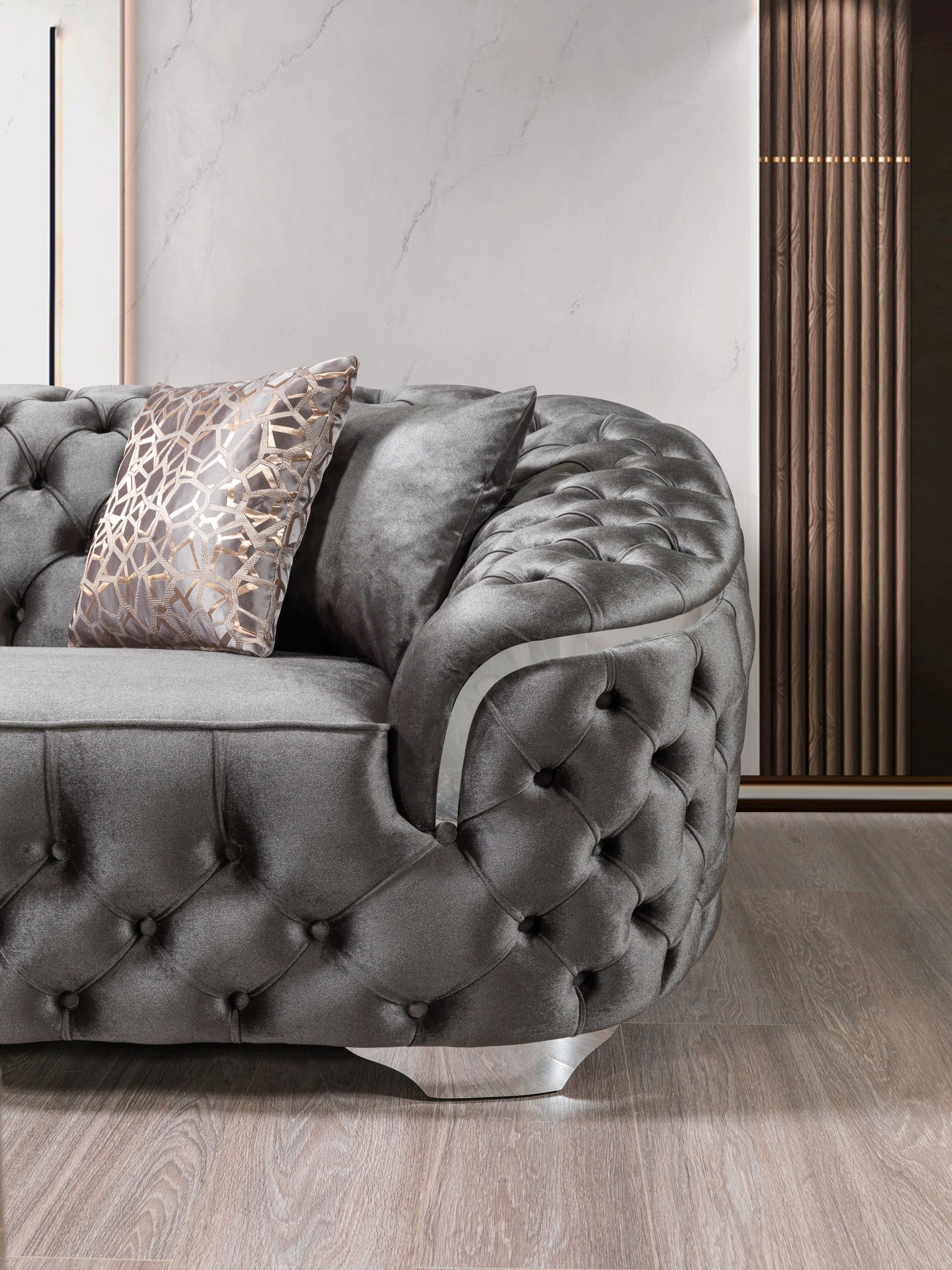 Lupino Gray Velvet Sofa & Loveseat - Mattress on Demand