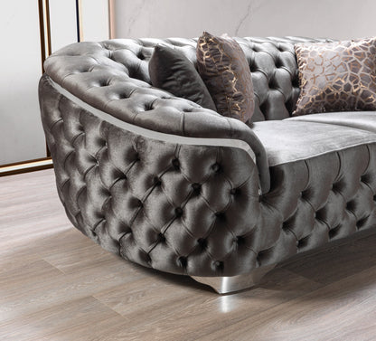 Lupino Gray Velvet Sofa & Loveseat - Mattress on Demand