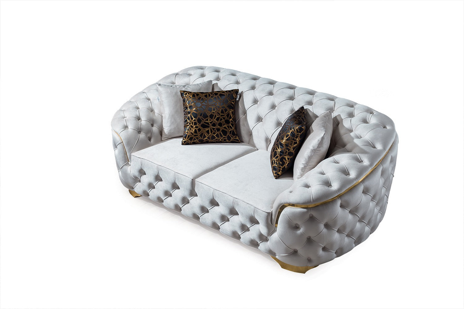 Lupino Ivory Velvet Loveseat - Mattress on Demand