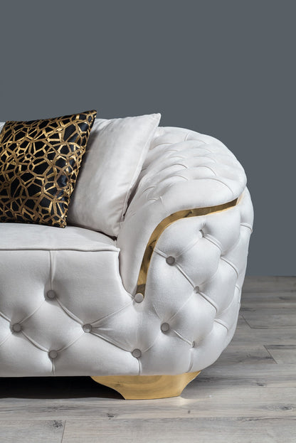 Lupino Ivory Velvet Loveseat - Mattress on Demand