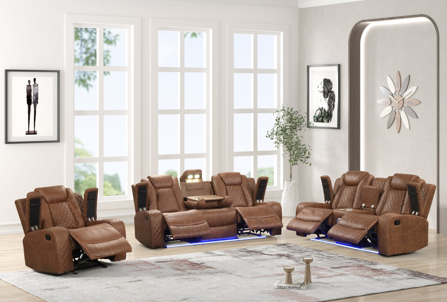 Luz Saddle 3-Piece Reclining Living Room Set