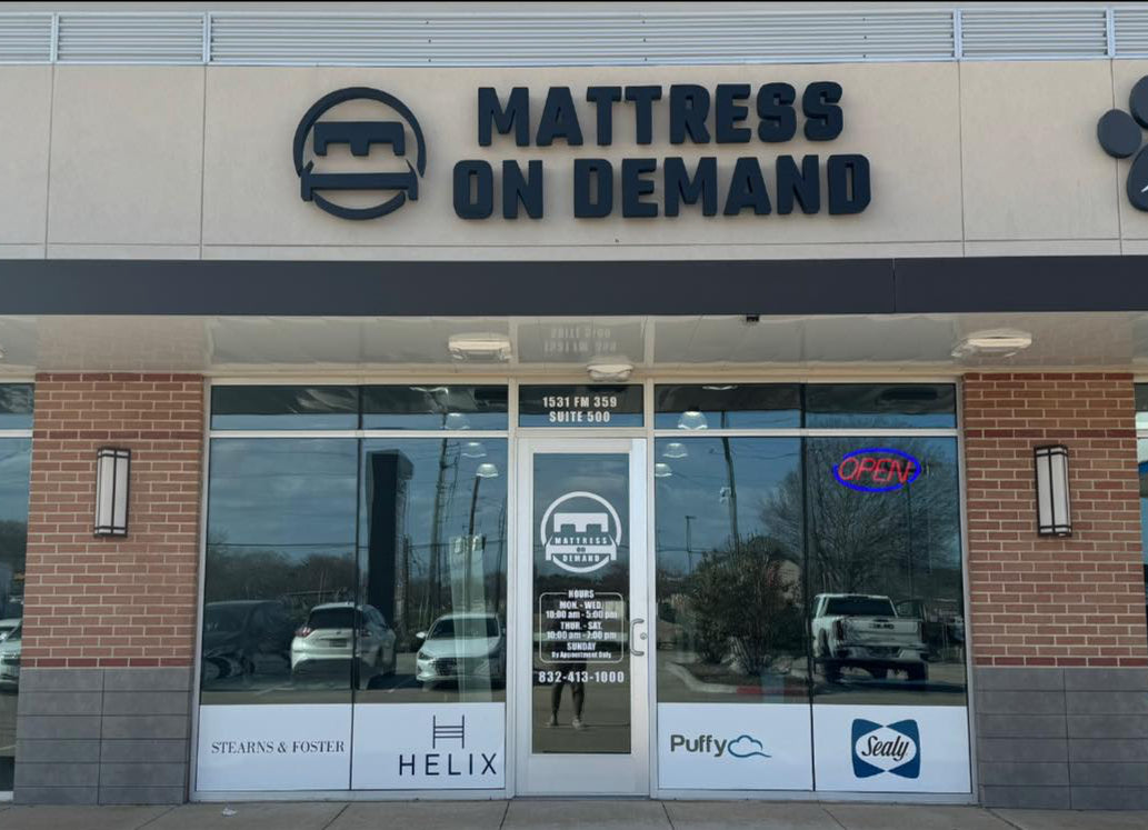 Store front of the best mattress store in Richmond, Texas, Mattress On Demand