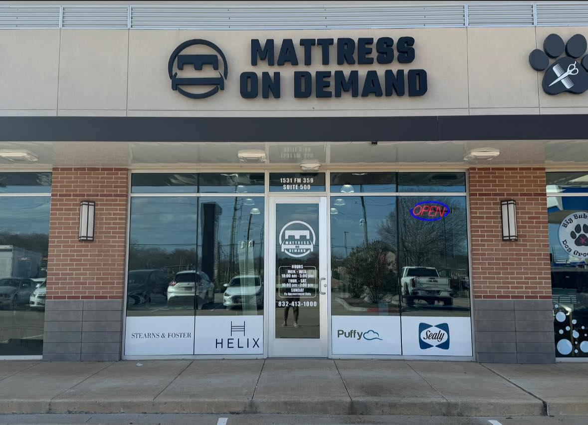 Store front of the best mattress store in Richmond, Texas, Mattress On Demand