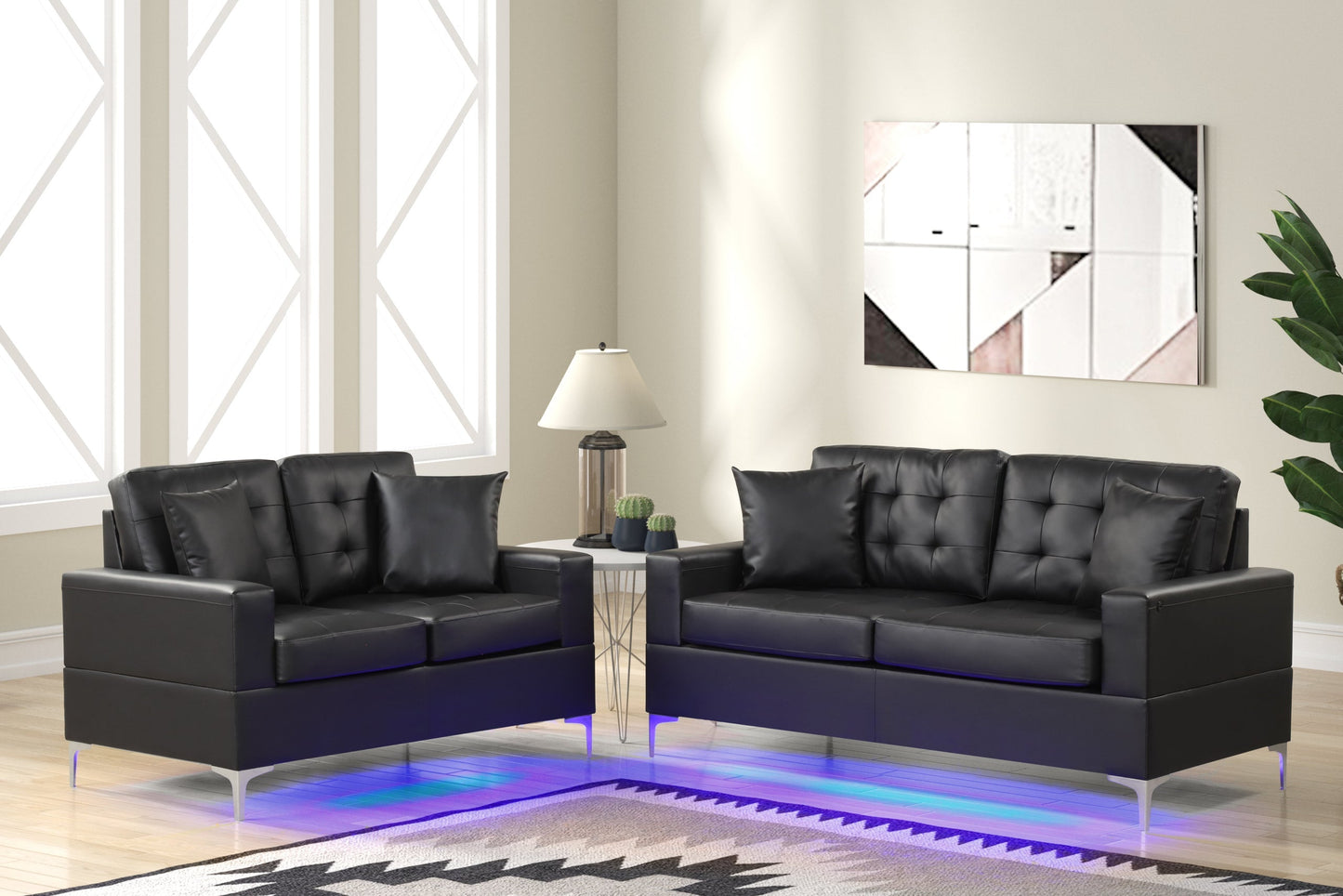 Miami Black LED Living Room Set