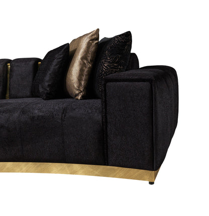 Michelle Black Velvet Curved Sectional - Mattress on Demand