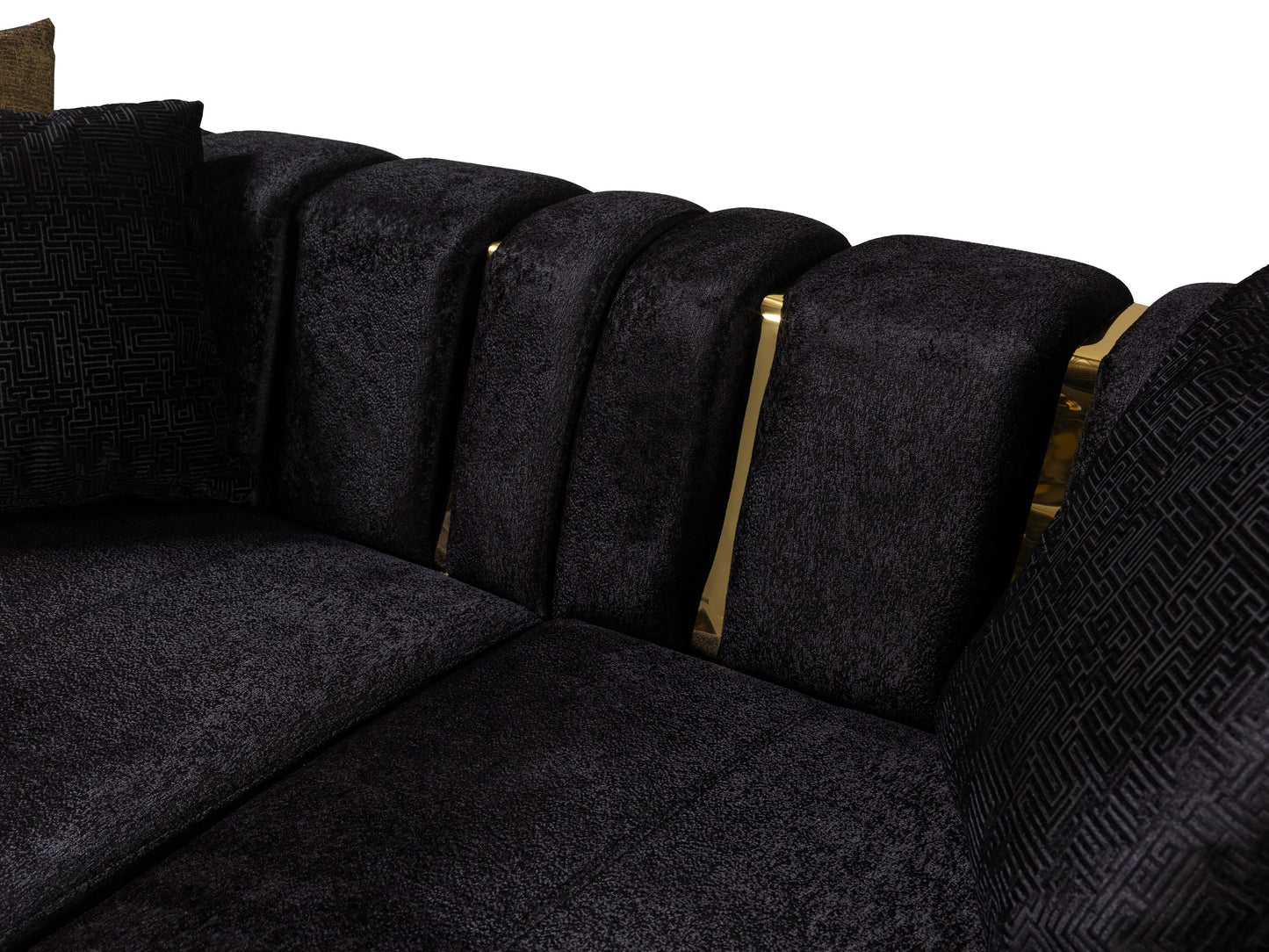 Michelle Black Velvet Curved Sectional - Mattress on Demand