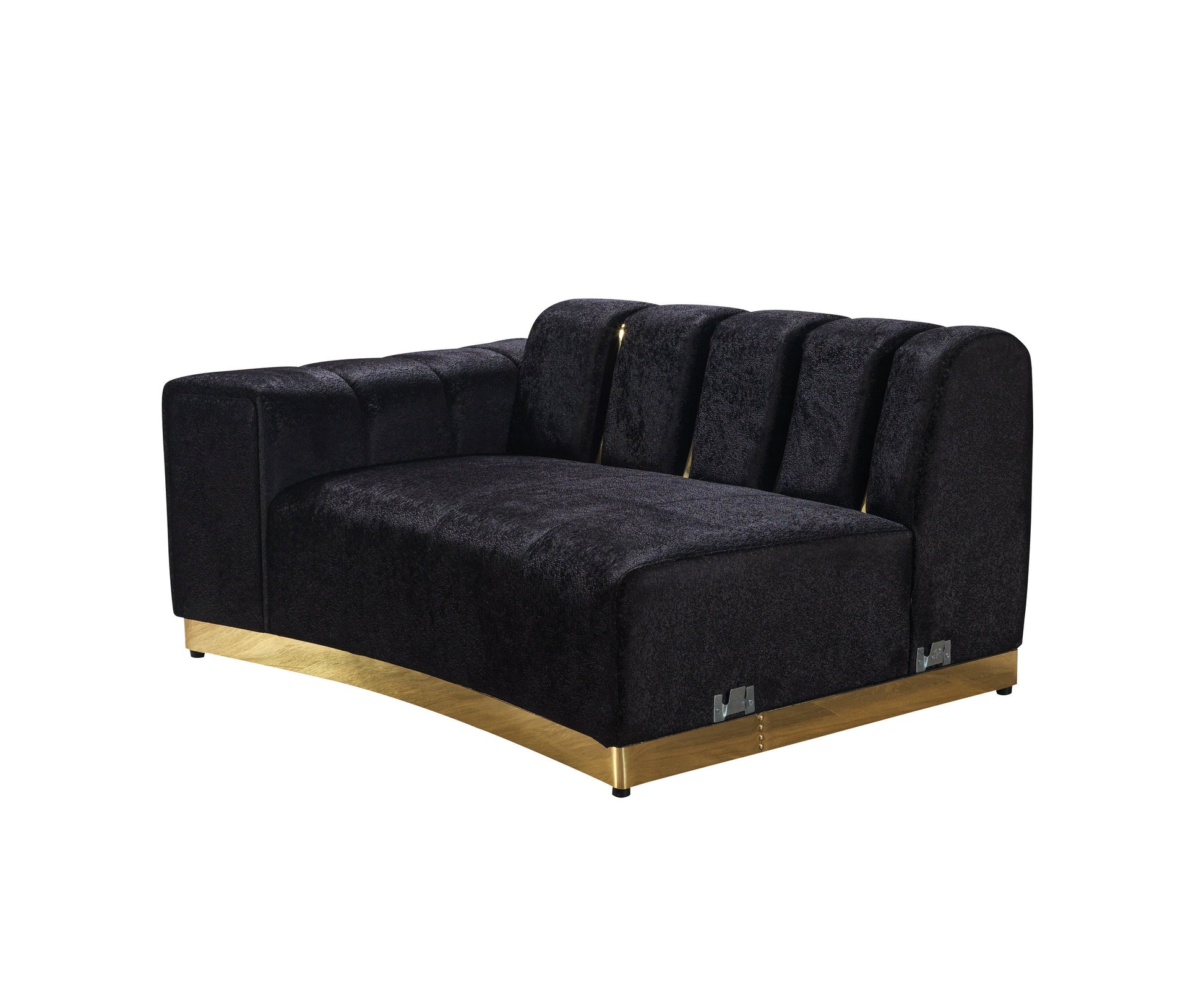 Michelle Black Velvet Curved Sectional - Mattress on Demand