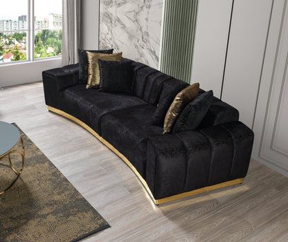 Michelle Black Velvet Curved Sectional - Mattress on Demand