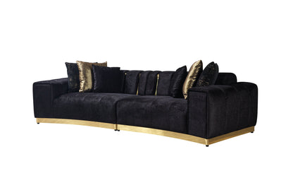 Michelle Black Velvet Curved Sectional - Mattress on Demand