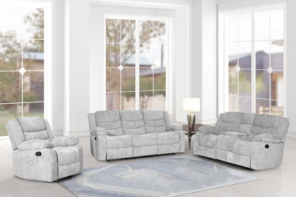 Oliver Silver 3-Piece Reclining Living Room Set