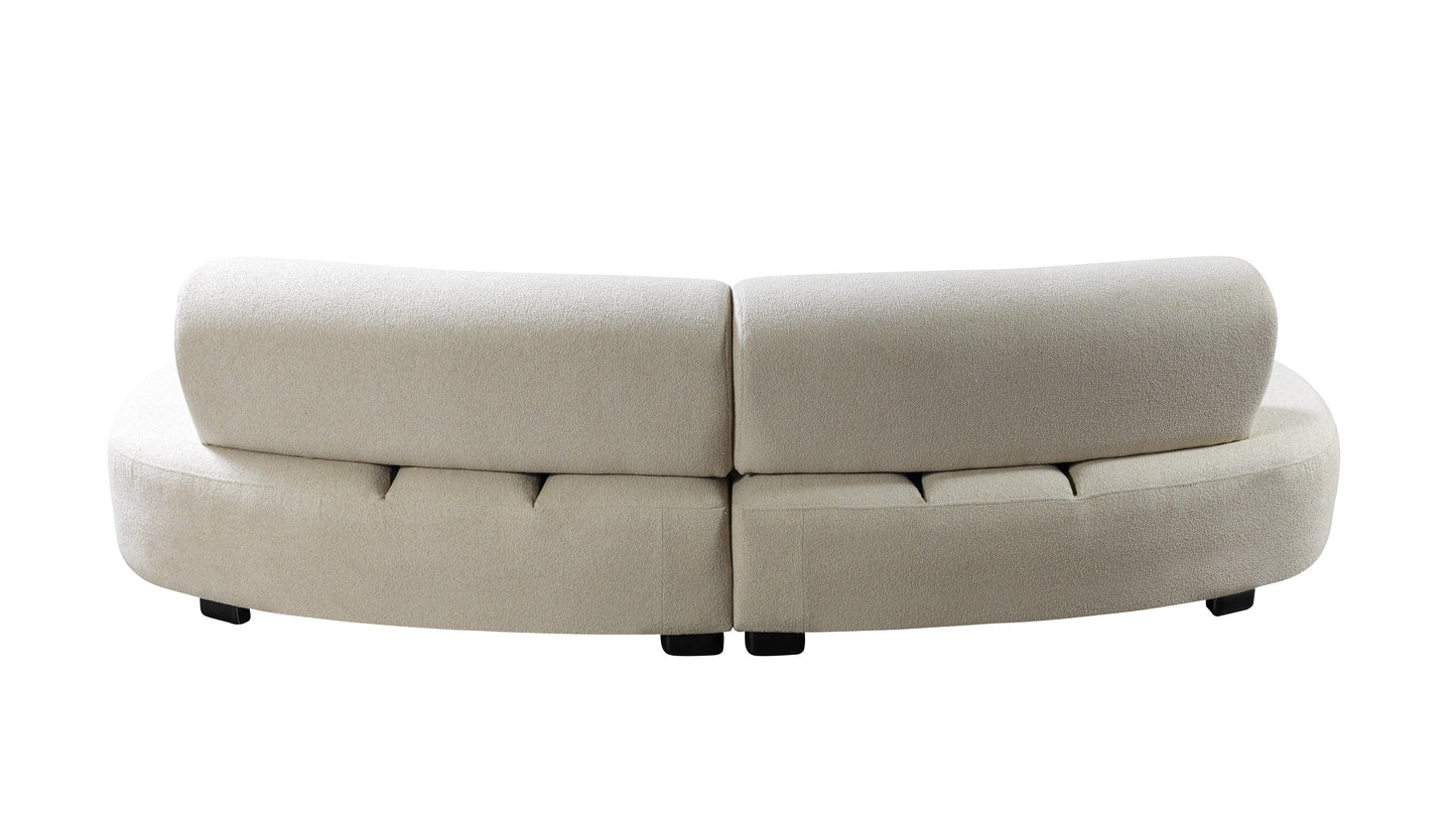 Olivia Ivory Boucle 2-Piece Curved Sectional - Mattress on Demand