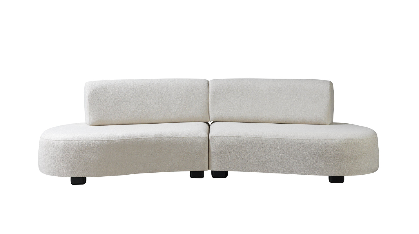 Olivia Ivory Boucle 2-Piece Curved Sectional - Mattress on Demand