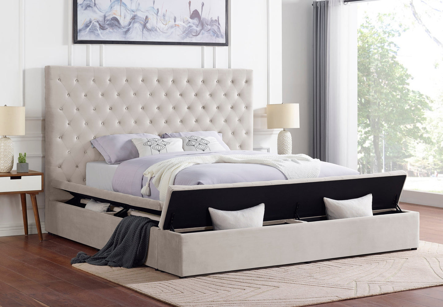 Paris Beige King Storage Platform Bed