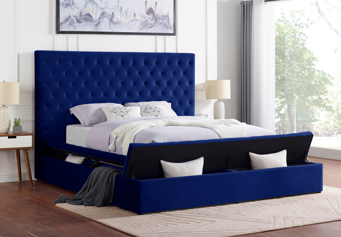 Paris Navy King Storage Platform Bed