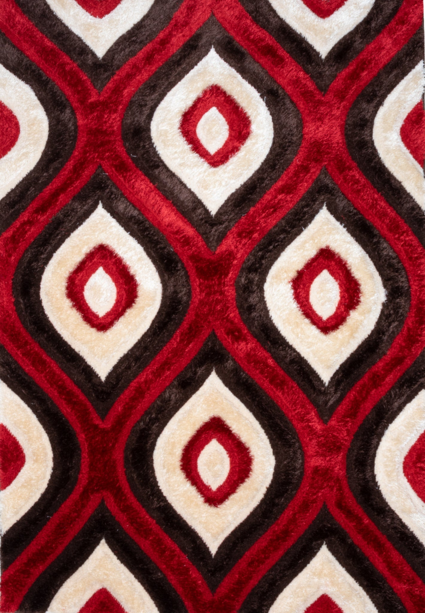 3D Shaggy Brown/Red 5X7 Area Rug - Mattress on Demand