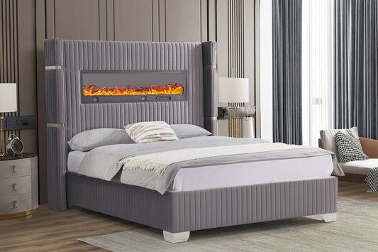 Romance Gray King Platform Bed