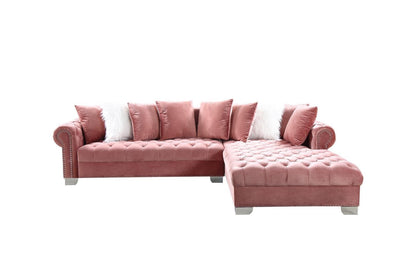 London Pink Velvet RAF Oversized Sectional