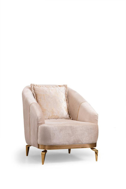 Santana Ivory Velvet Chair - Mattress on Demand