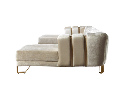 Santana Ivory Velvet Double Chaise Sectional - Mattress on Demand