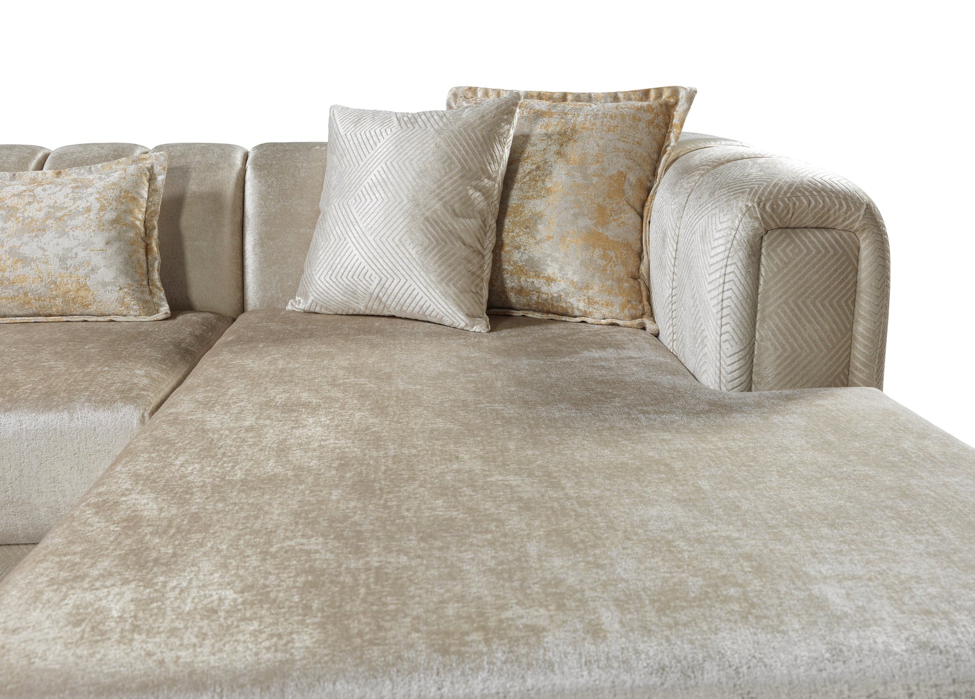 Santana Ivory Velvet Double Chaise Sectional - Mattress on Demand