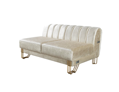 Santana Ivory Velvet Double Chaise Sectional - Mattress on Demand