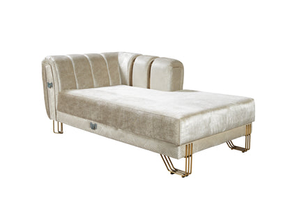 Santana Ivory Velvet Double Chaise Sectional - Mattress on Demand