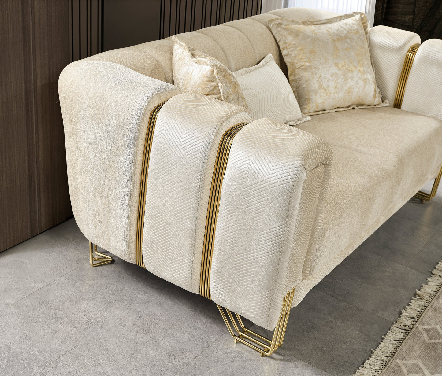 Santana Ivory Velvet Sofa - Mattress on Demand