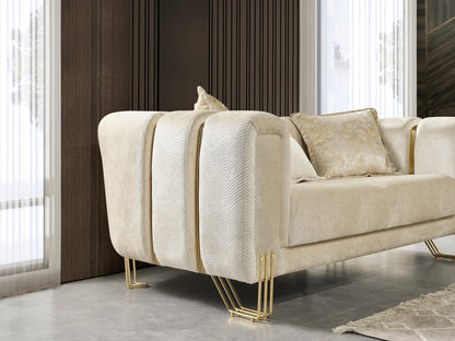 Santana Ivory Velvet Sofa - Mattress on Demand