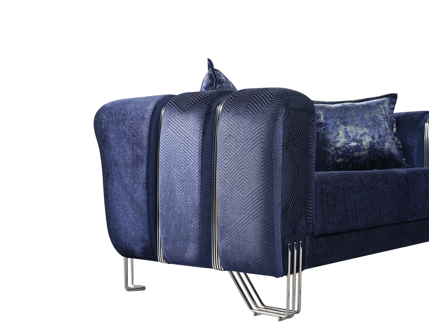 Santana Navy Velvet Living Room Set - Mattress on Demand