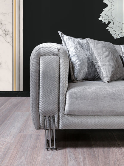 Santana Silver Velvet Sofa & Loveseat - Mattress on Demand