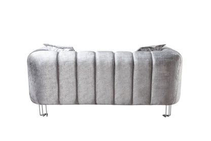 Santana Silver Velvet Sofa & Loveseat - Mattress on Demand