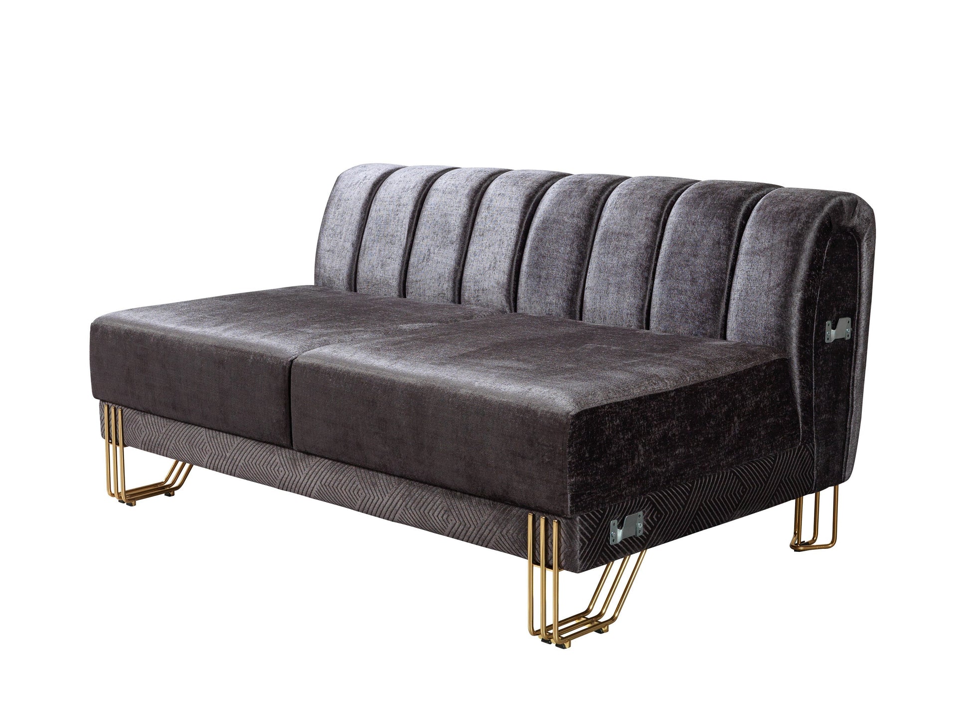 Santana Smoke Velvet Double Chaise Sectional - Mattress on Demand