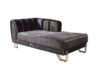 Santana Smoke Velvet Double Chaise Sectional - Mattress on Demand