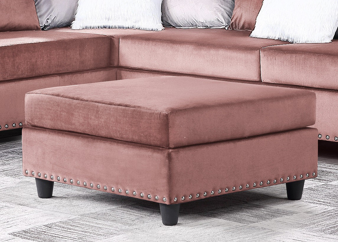 Cyndia Pink Velvet Ottoman