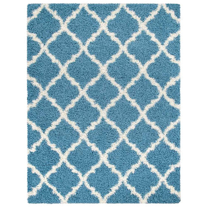 Cozy Moroccan Trellis Turquoise Shaggy Area Rug - 8X10 - Mattress on Demand