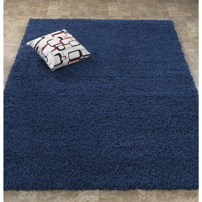 Cozy Solid Navy Blue Shaggy Area Rug - 8X10 - Mattress on Demand