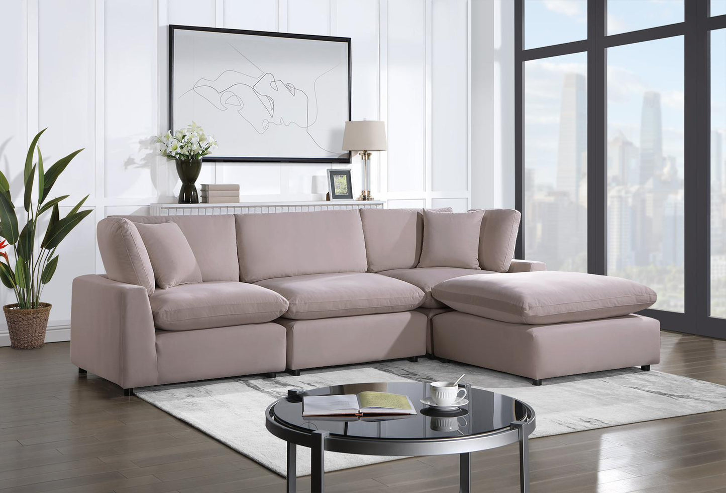 Sky Rose Velvet Modular Sectional