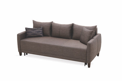 Smart Belzoni Brown/Blue 3-Seater Sofa Bed with Storage - Mattress on Demand